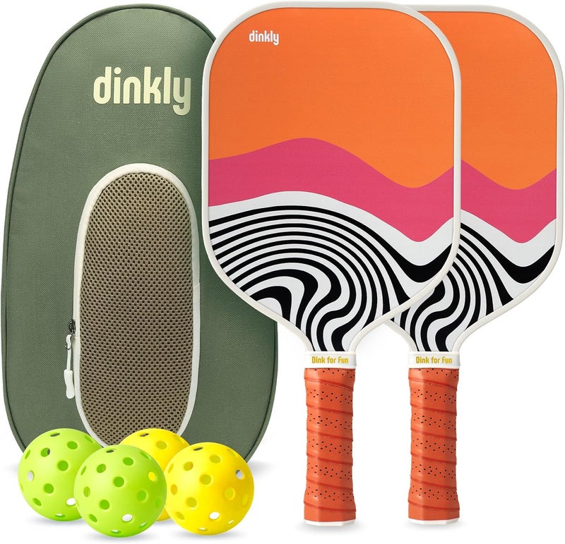 Dinkly Pickleball Paddles Set of 2/4- USAPA Approved Graphite/Fiberglass Pickleball Racket, 2 Pickleball Rackets, 4 Balls and 1 Portable Carry Bag, Aesthetic Pickle Ball Set for Men Women Beginners - Image 1